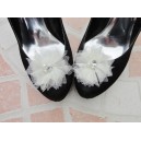 Clips pour chaussures Fleurs de tulle ivoires