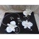 Parure 4 piéces fleurs de soie blanches modéle Léna