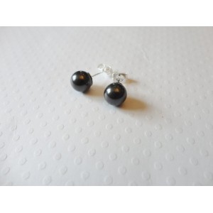 Puces d'oreilles perles swarovski noires 8mm