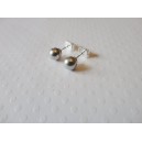 Puces d'oreilles perles swarovski grises 6mm