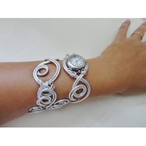 Bracelet montre - Duo d'aluminium argenté argent