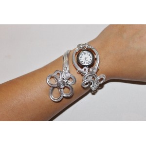 Bracelet montre - Piéce Unique- Duo d'aluminium argenté argent M2